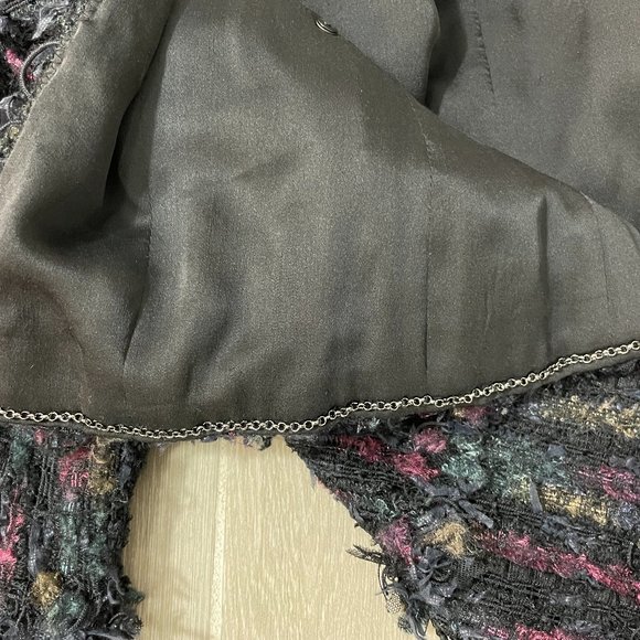 CHANEL $6500 06P BLACK MULTICOLOR FRINGED TWEED - Picture 10 of 11